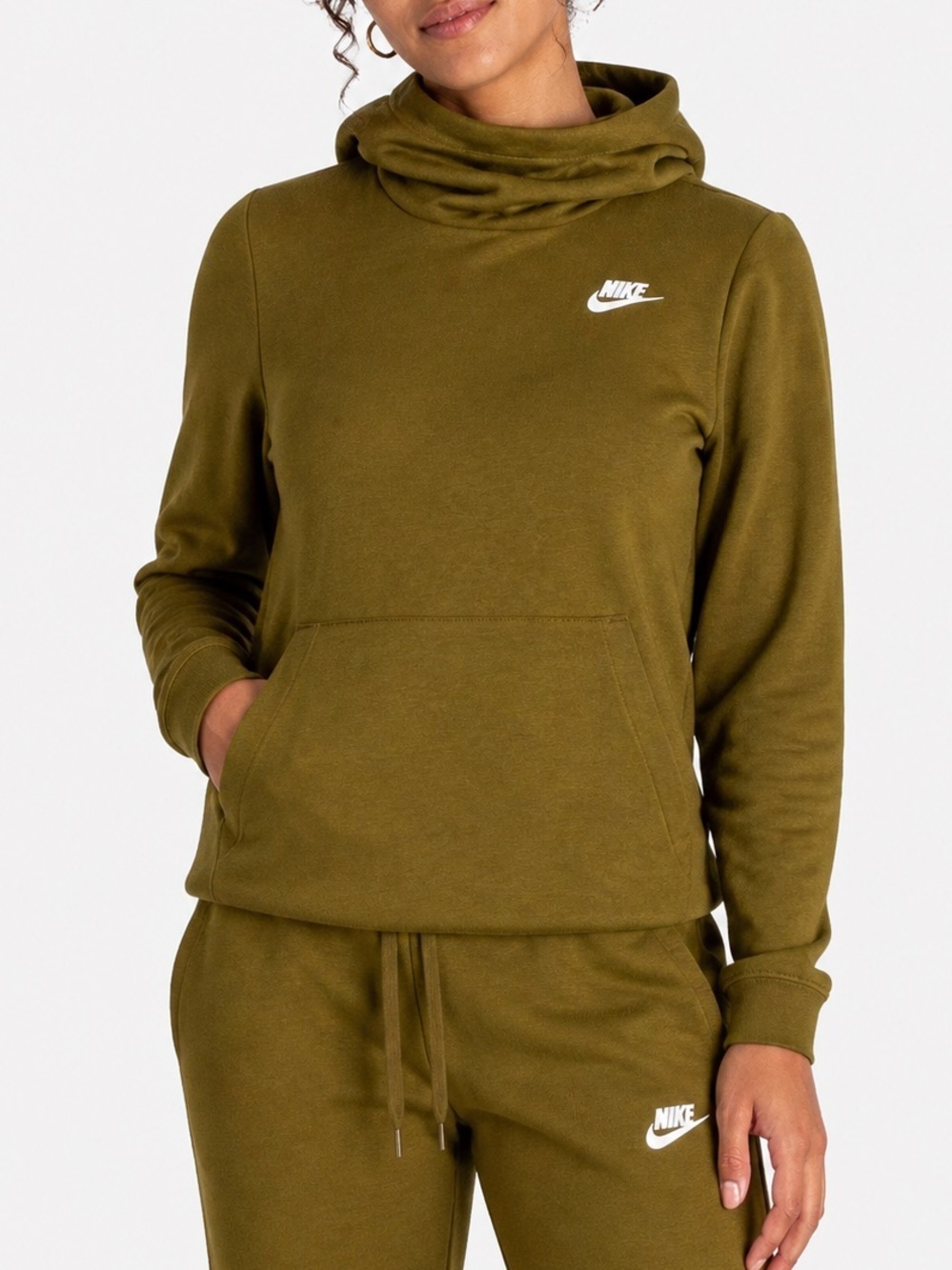 Nike Olive Green Pullover Funnel Neck Hoodie Womens Small
